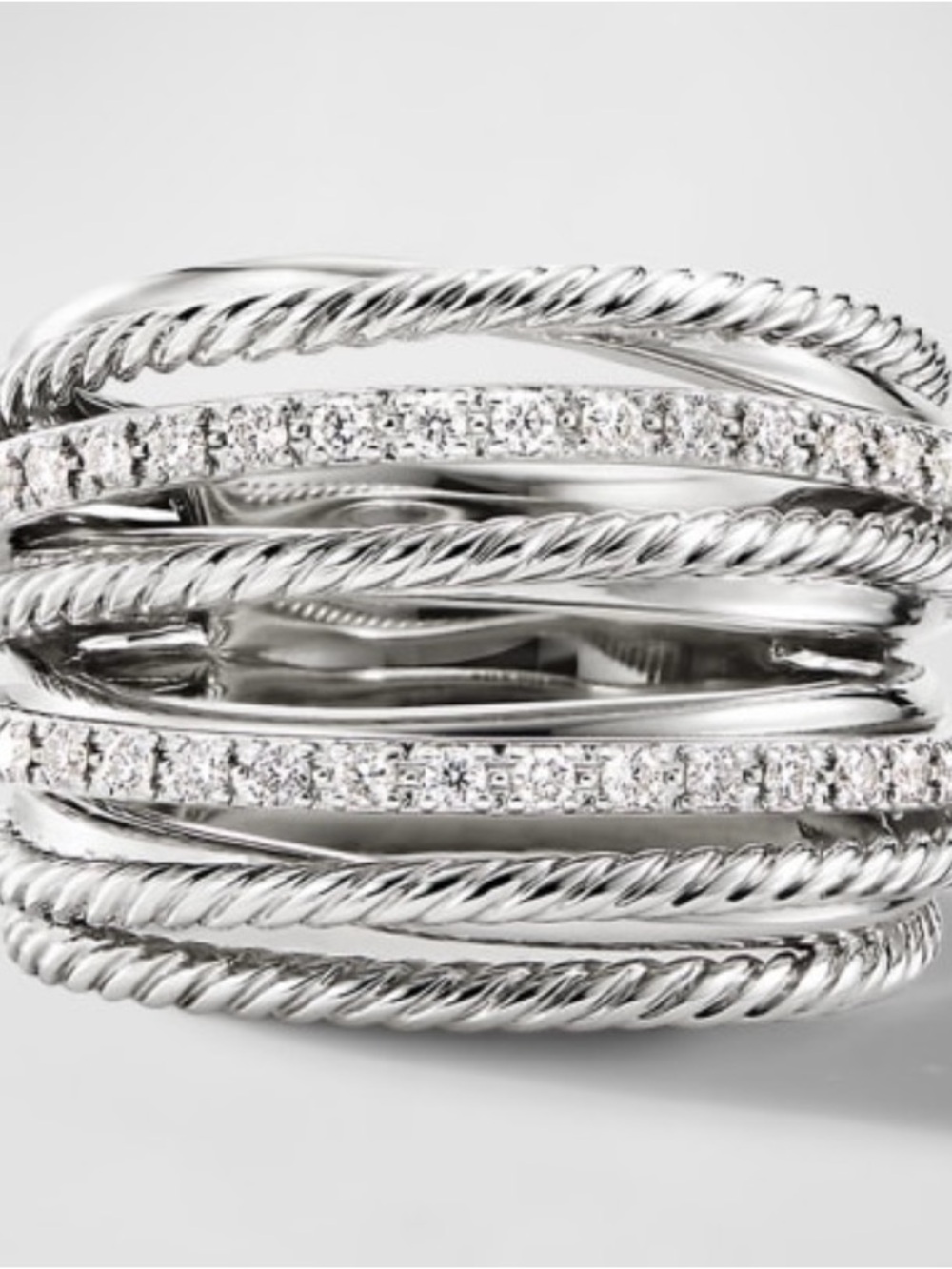 David Yurman
Crossover Wide Ring with Diamonds and Silver, 18mm